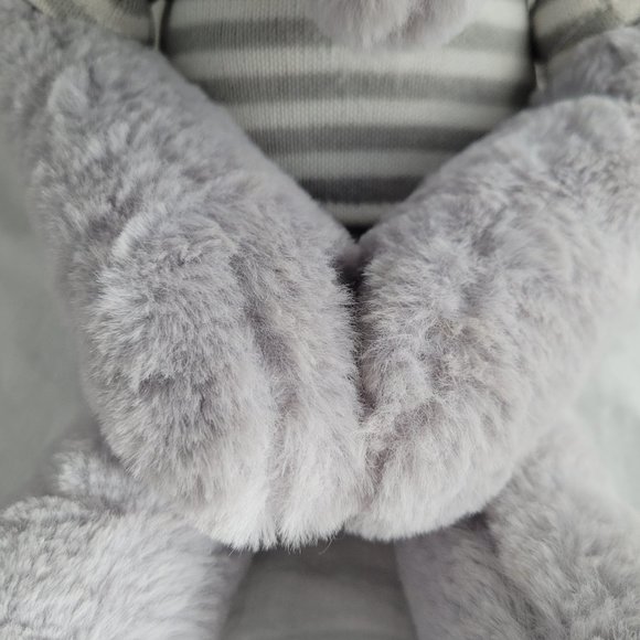 PLUSH Gray Elephant White & Gray Stripe Sweater Stuffed Animal 18" KELLYTOY USA - Picture 3 of 8